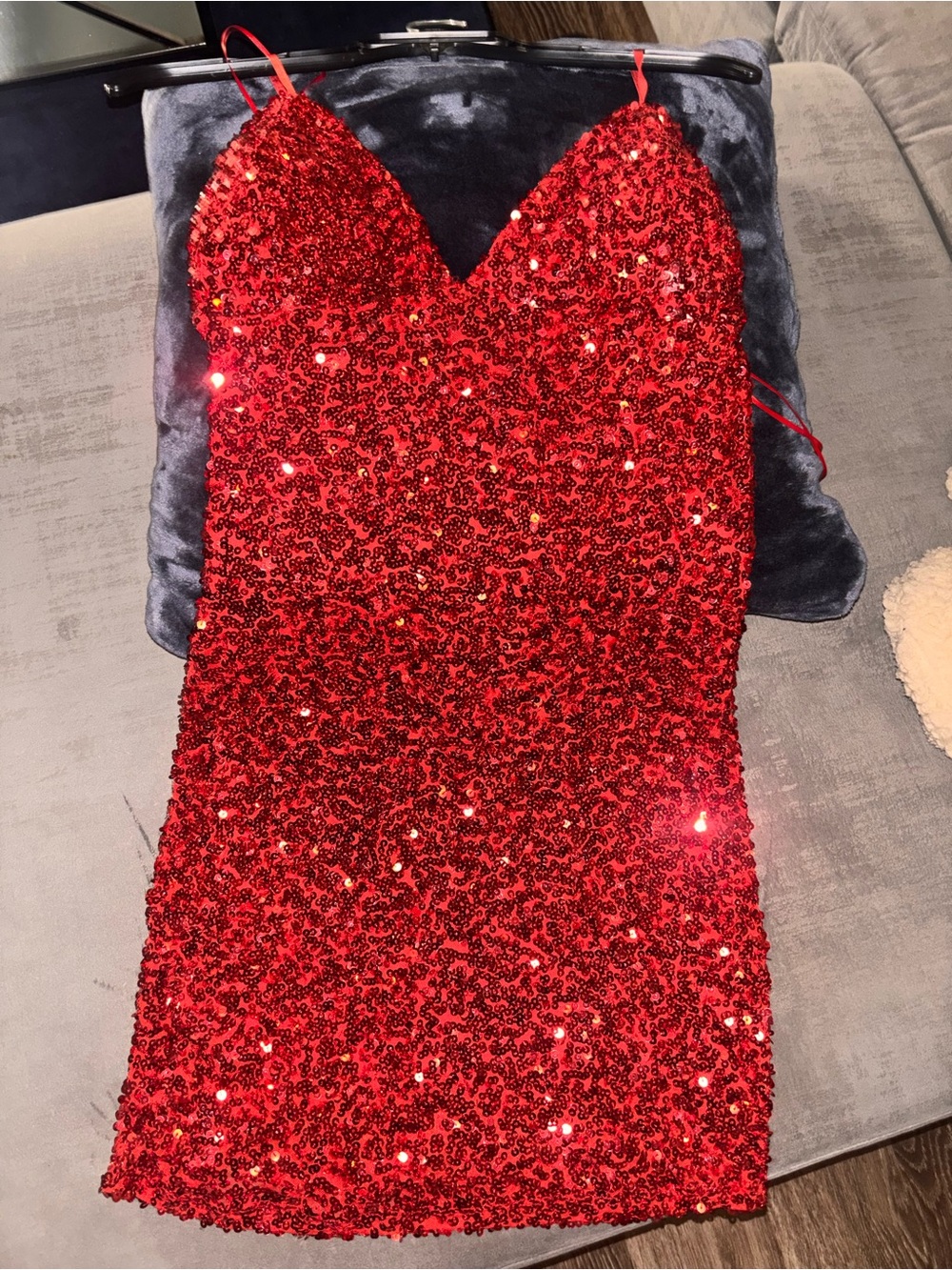 Fashion Nova Red Sequin Spaghetti Strap Mini Dress - Picture 3 of 3